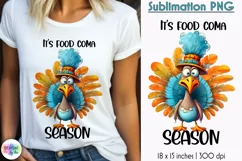 Funny Thanksgiving Sublimation | Food Coma Season Turkey PNG Product Image 1