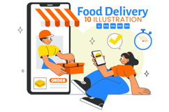 10 Online Food Delivery Apps Illustration Product Image 1