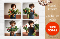 Flower vegetables Square Coaster Sublimation Product Image 1