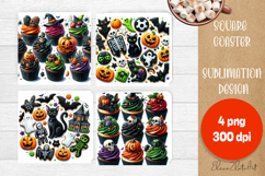 Halloween food Coaster Design, sweet dessert PNG Product Image 1