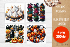 Halloween food Coaster Design, sweet dessert PNG Product Image 1