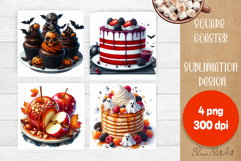 Halloween food Coaster Design, sweet dessert PNG Product Image 1