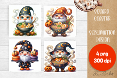 Halloween Sublimation Coaster Design, Halloween Gnome PNG Product Image 1