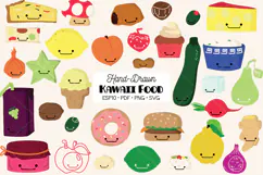 A-Z Food Kawaii | Colored Hand Drawn Fruit, Vegetable, Sweet Product Image 1