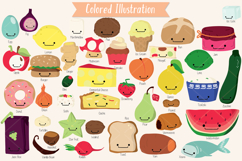 A-Z Food Kawaii | Colored Hand Drawn Fruit, Vegetable, Sweet Product Image 2