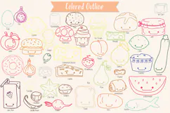 A-Z Food Kawaii | Colored Hand Drawn Fruit, Vegetable, Sweet Product Image 3