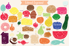 A-Z Food Kawaii | Colored Hand Drawn Fruit, Vegetable, Sweet Product Image 6