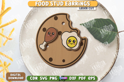 Food Stud Earrings Laser Cut | Jewelry | Fried Egg Shape Product Image 1