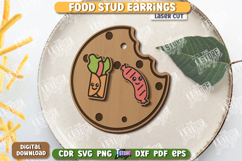 Food Stud Earrings Laser Cut | Jewelry | Shape of Fast Food Product Image 1