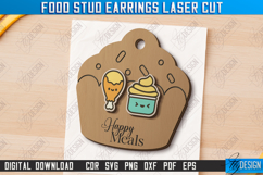 Food Stud Earrings Laser Cut Bundle, Wooden Jewelry Template Product Image 7