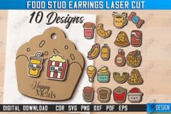 Food Stud Earrings Laser Cut Bundle, Wooden Jewelry Template Product Image 1