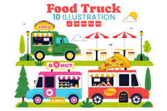 10 Food Truck Illustration Product Image 1