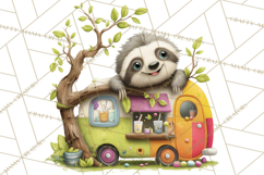 Cute Animals Food Truck Clipart PNG Product Image 2