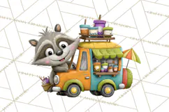 Cute Animals Food Truck Clipart PNG Product Image 3