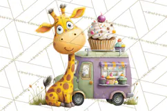 Cute Animals Food Truck Clipart PNG Product Image 3