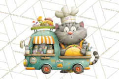 Cute Animals Food Truck Clipart PNG Product Image 3