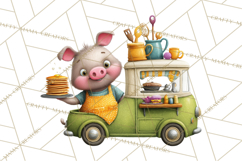 Cute Animals Food Truck Clipart PNG Product Image 3