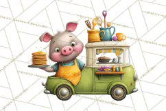 Cute Animals Food Truck Clipart PNG Product Image 3
