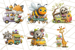 Cute Animals Food Truck Clipart PNG Product Image 3