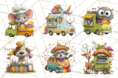Cute Animals Food Truck Clipart PNG Product Image 5