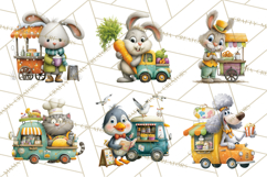 Cute Animals Food Truck Clipart PNG Product Image 7