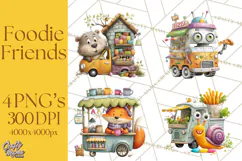 Cute Animals Food Truck Clipart PNG Product Image 1