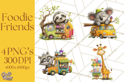 Cute Animals Food Truck Clipart PNG Product Image 1
