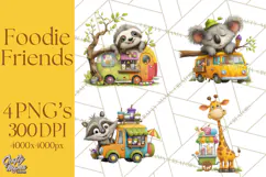 Cute Animals Food Truck Clipart PNG Product Image 1