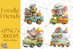 Cute Animals Food Truck Clipart PNG Product Image 1