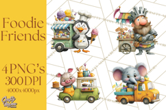 Cute Animals Food Truck Clipart PNG Product Image 1