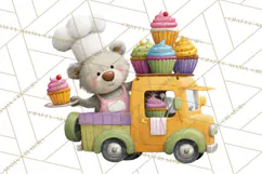 Cute Animals Food Truck Clipart PNG Product Image 3