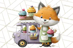 Cute Animals Food Truck Clipart PNG Product Image 4