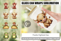 Foodie Highland Cow Glass Can Product Image 1