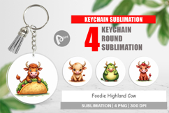 Foodie Highland Cow Keychain Product Image 1