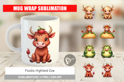 Foodie Highland Cow Mug Wrap Product Image 1