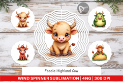 Foodie Highland Cow Wind Spinner Product Image 1