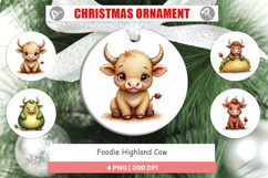 Foodie Highland Cow Ornament Product Image 1