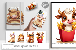 Foodie Highland Cow Digital Paper Product Image 1