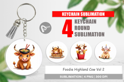 Foodie Highland Cow Keychain Product Image 1