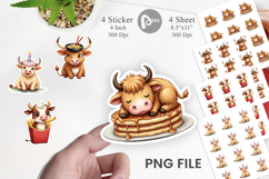 Foodie Highland Cow Sticker Product Image 1