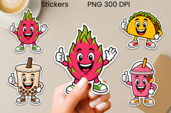 Funny cartoon fruits and fast food stickers printable Product Image 1