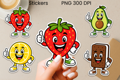 Funny cartoon fruits and fast food stickers printable Product Image 1