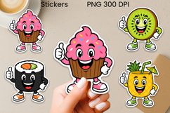 Funny cartoon fruits and fast food stickers printable Product Image 1