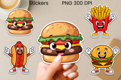 Funny cartoon fruits and fast food stickers printable Product Image 1
