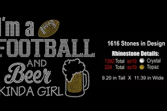 Football Rhinestone or Vinyl SVG Template - Beer Kinda Girl Product Image 2