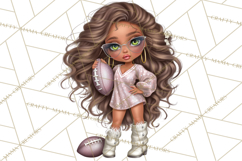Football Girls Clipart PNG, Glitter Game Day Fashion Product Image 3