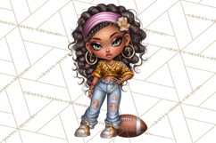 Football Girls Clipart PNG, Glitter Game Day Fashion Product Image 2