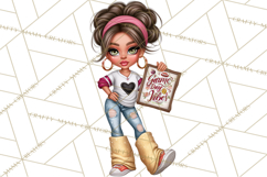 Football Girls Clipart PNG, Glitter Game Day Fashion Product Image 3