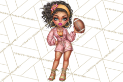 Football Girls Clipart PNG, Glitter Game Day Fashion Product Image 2