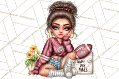 Football Girls Clipart PNG, Glitter Game Day Fashion Product Image 4
